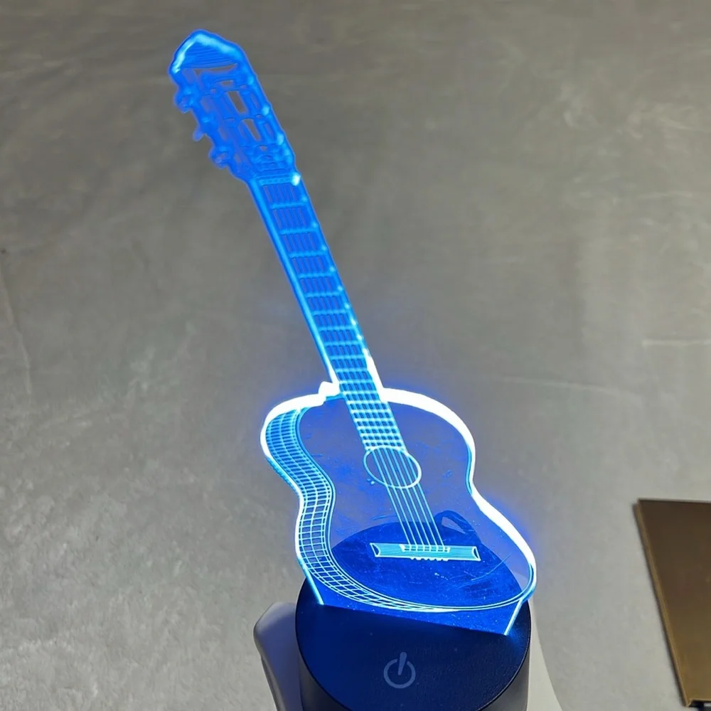 TOPINCN. Guitar Night Light LED 7 Colors Nightlight Desktop Lamp Home Decore